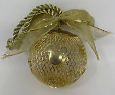 Disney Mickey Mouse Gold Metal Mesh Globe Christmas Ornament