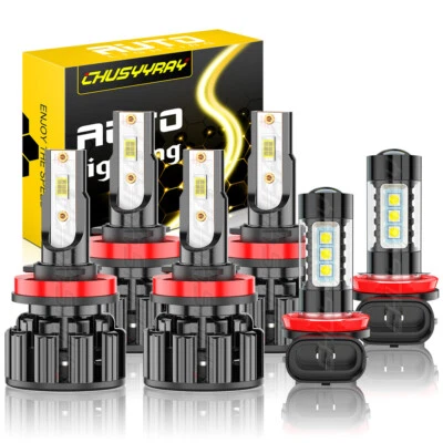 6X For Chevrolet Impala 2006-2013 Combo LED Headlight Fog Light Bulb Kit 6000K - Image 1 of 4