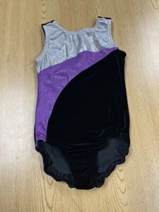 GIRLAND Gymnastikanzug schwarz Samt mit lila und silbernen Akzentfarben CL - Bild 1 von 7