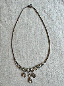 Vintage Glas Hängel Strass Halskette - Bild 1 von 7
