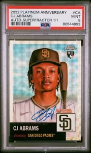 2022 Topps Chrome Platinum Anniversary Autograph Superfractor CJ Abrams  - Picture 1 of 3