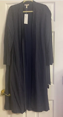 NWT $358 Eileen Fisher Double Stripe Tencel Kimono Long Jacket Duster  Large - Image 1 of 4