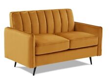 Velvet 2 Seater Sofa in Mustard Yellow - Compact Ella range FREE & EASY DELIVERY