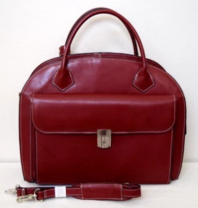 McKlein Glen Ellyn Red Leather Detachable Wheeled 15" Laptop Case - Picture 1 of 16