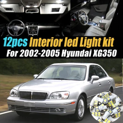 12Pc Super White Car Interior LED Light Kit Pack for 2002-2005 Hyundai XG350 - Image 1 of 4