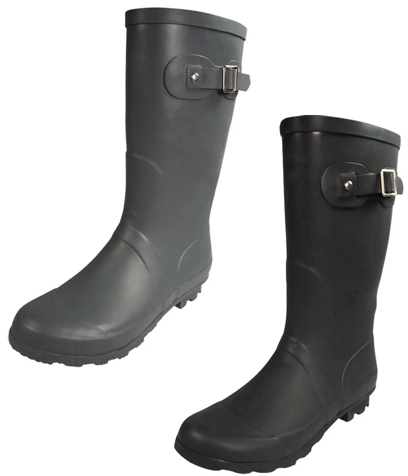 Womens Rain Boots Rubber Solid Color Mid Height Mid Calf Snow Rainboots - Image 1 of 1