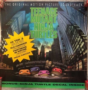 1990 MOVIE SOUNDTRACT MUSIC POSTER TEENAGE MUTANT NINJA TURTLES 24X24’’ PB6 - Picture 1 of 3