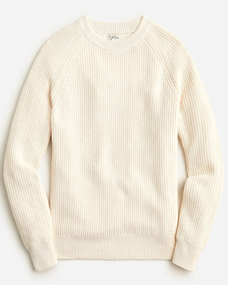 J. CREW Men's Heritage Cotton Shaker Stitch Fisherman Sweater Cauliflower - New - Image 1 of 1