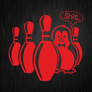 Pinguin Penguin Shit Bowling Kegeln Spaß Rot Auto Vinyl Decal Sticker Aufkleber - Bild 1 von 1