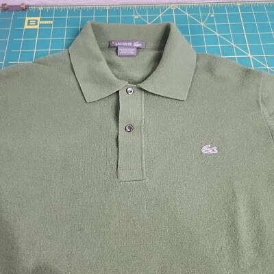 Suéter Lacoste Talla 5 Verde 100% Cachemira Pullover Manga Corta Para Hombre - 3 AGUJEROS Foto 1 de 4