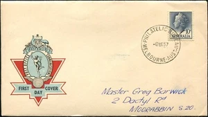 Australia 10d Blue QE II 1957 nuevo precio de regulación y correo dirigido Hermes FDC, en muy buen estado - Imagen 1 de 1