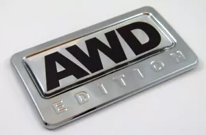 All wheel drive AWD Edition Chrome Emblem with domed decal Car Auto Bike Badge - Foto 1 di 2