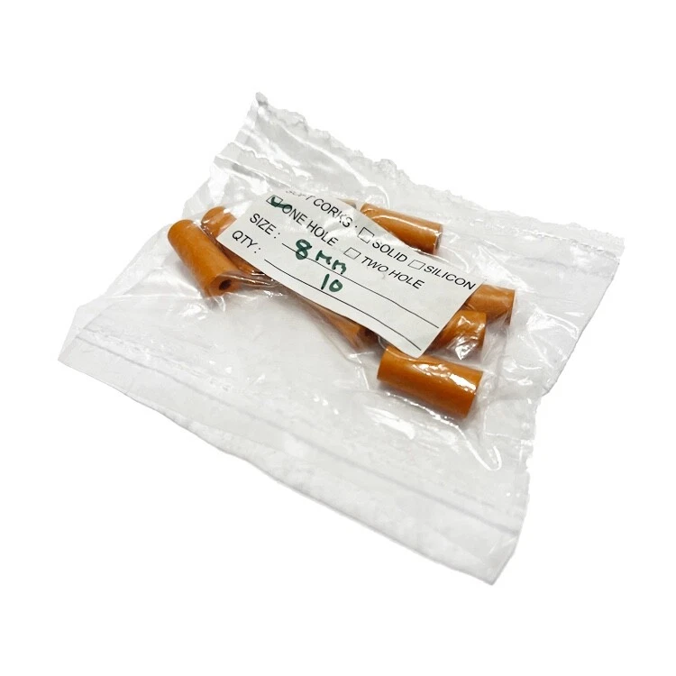 10 tapones de goma para laboratorio de 8 mm - 1 orificio LABORATORIO DE LABORATORIO Foto 1 de 1