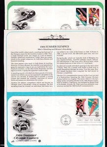 1984 Olympics Los Angeles Sc 2082-2085 ArtCraft 2 FDCs with PCS info page - Picture 1 of 3