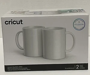 New In Box 2 Cricut Mug Press Ceramic Coffee Mug Blank 15oz White Personalize - Picture 1 of 3