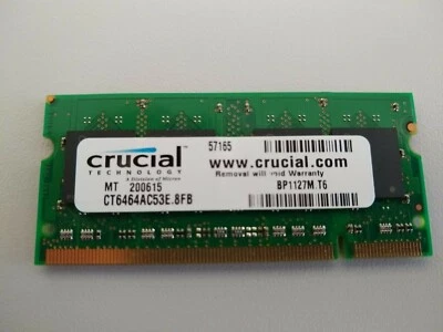 Crucial 512MB RAM  DDR2 PC2-4200S  - CT6464AC53E - Image 1 of 2