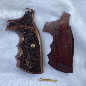 Empuñadura de pistola para Smith & Wesson 686 culata cuadrada madera con nombre espalda abierta - Imagen 1 de 13
