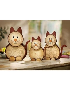 Restposten 10x Katzenfamilie Figuren Deko Katzen Miez 3 Stk Holz 22/19/15 - Bild 1 von 2