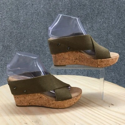 Sandalias Merona para mujer 7 plataformas tela verde sin cordones cuña tacones de corcho informales Foto 1 de 4