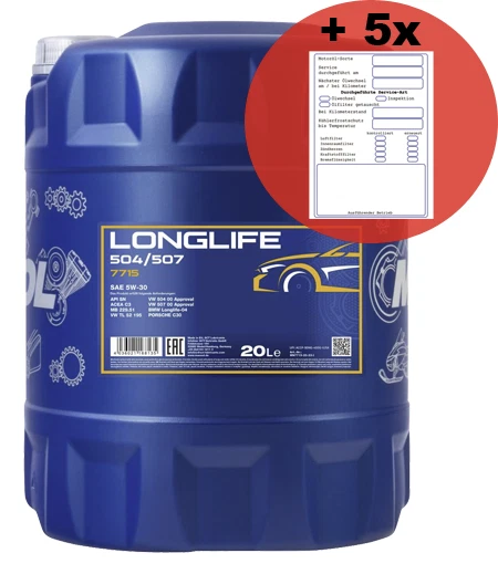 Motoröl 20 Liter MANNOL 7715 SAE 5W-30 Longlife OEM, VW 504.00 507.00, MB 229.51 - Bild 1 von 1