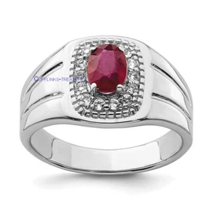 Natural Ruby & CZ Gemstones with 925 Sterling silver ring for Men's - Picture 1 of 3