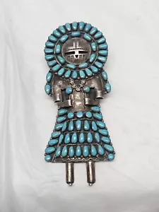 HUGE Benson Yazzie Sterling Kachina Turquoise Bolo Native American Navajo - Picture 1 of 9