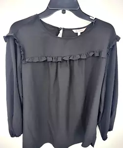 Juicy Couture Top Womens XXL Black Ruffle Long Sleeve Flowy Boho Classic Y2K - Picture 1 of 8
