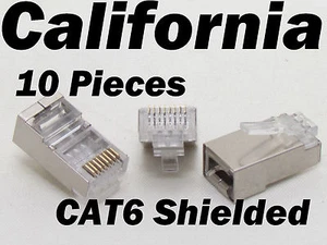 10 Pcs LOT Rj45 8p8c Network Cable Shielded Modular CAT6 Connector Plug End 10 X - Picture 1 of 9