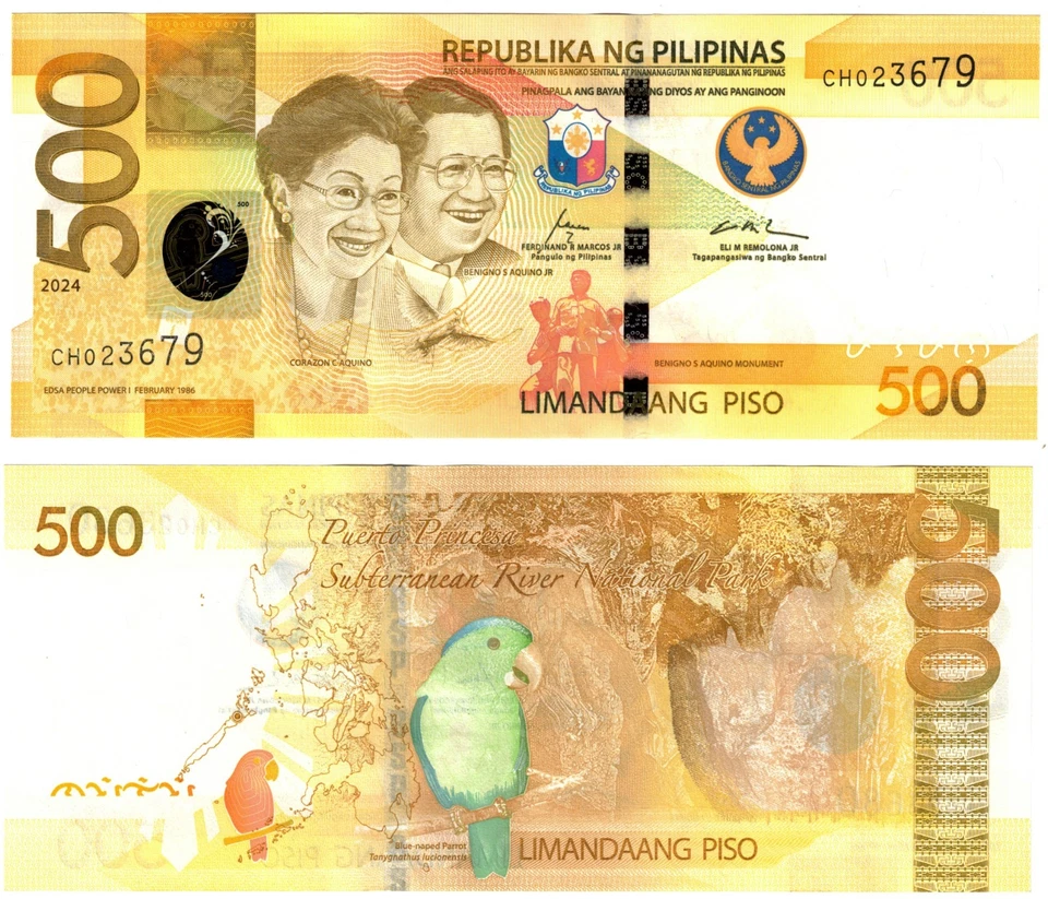 2024 Philippines Banknote P234 500 Piso UNC without Tactile Enlarged left 500 - Image 1 of 1