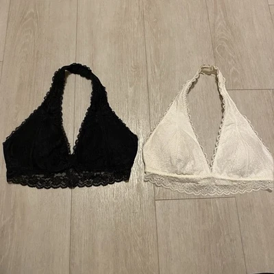 2 bralette halter Gilly Hicks para mujer grande Hollister encaje acolchado sin cables Foto 1 de 4