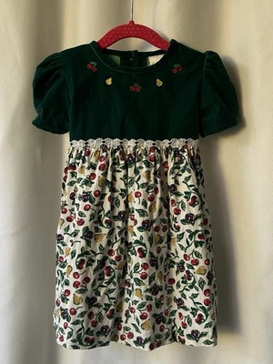 Vintage Oshkosh Toddler Girl Velvet Fruit Dress Size 3T - Image 1 of 4