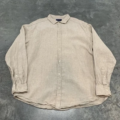 Camisa Charles Tyrwhitt Lino XL Beige Abotonada Manga Larga Calce Clásico Hombres Foto 1 de 4