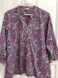 Damentop Talbots Größe L Petite V-Ausschnitt Mix Print - Bild 1 von 12