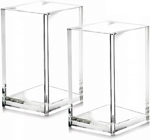 2 Pack Clear Acrylic Pencil Pen Holder Cup,Desk Accessories Holder,Makeup Brush  - Picture 1 of 12