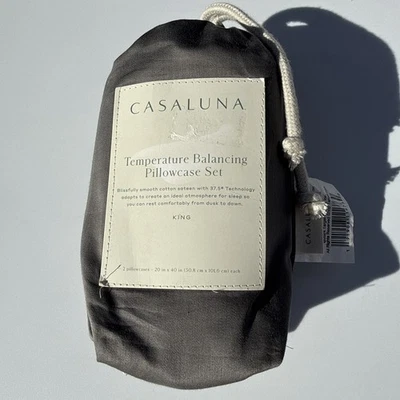 Juego de Funda de Almohada Equilibrio Temperatura Casaluna Caja Abierta Tamaño King Metal Gris Foto 1 de 3