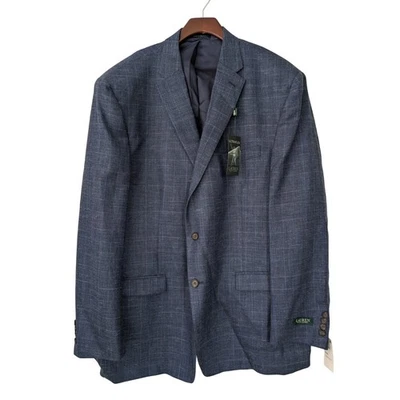 Blazer Lauren Ralph Lauren 2 botones Ultraflex 52L azul lana seda lino nuevo con etiquetas $350 Foto 1 de 4