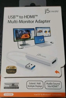 J5create  USB to HDMI 1080p HD Multi-Monitor Adapter For Windows & Mac #JUA254 - Image 1 of 3