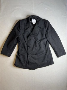 US Navy Men's DSCP Quarterdeck Collection Wool Pea Coat Overcoat Size 44R Black - Picture 1 of 9