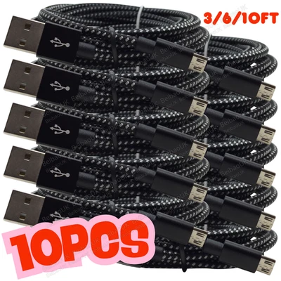 LOTE 10x Cable Micro USB a A Cargador Android Cable Trenzado Para Samsung Google LG Foto 1 de 4