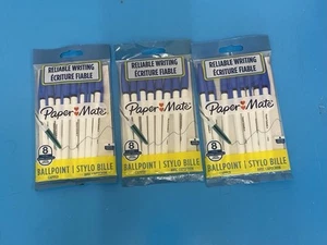 3 x Paper Mate Kugelschreiber mit Kappe Blau Stift 1,0 mm 8 in Packung Brandneu Kostenloser Versand - Bild 1 von 3