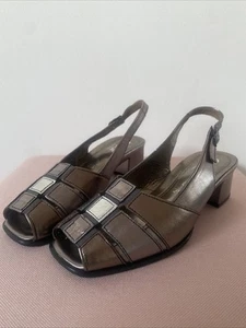 Ladies Pewter Gabor Comfort Sandals Low Block Heel Size 2.5 G BNWOB RRP £75 - Picture 1 of 7