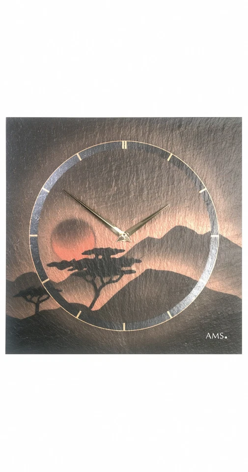 Ams 9515 Quartz Horloge murale Ardoise Nature Schieferuhr Terracotta