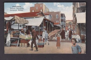 Egypt PORT SAID European Market c1900/10s? PPC by Isaac Behar - Picture 1 of 2