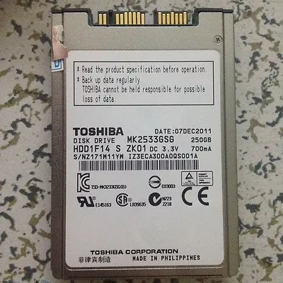 Toshiba 250GB MK2533GSG 1.8" Hp Elitebook 2530p 2730p 2540p HDD Laptop  - Image 1 of 2