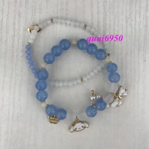 Cute Girl Ladies Gift Blue Cinnamoroll Bracelet Crystal Beaded Enamel Charms - Picture 1 of 7