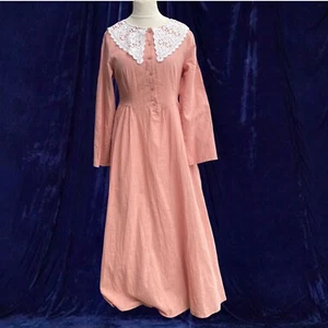 Shein Peach Cream Lace Collar Romantic Long Prairie Dress Size Large 12/14 - Picture 1 of 3