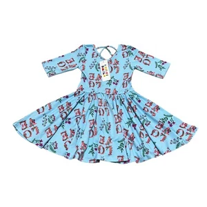 Dot Dot Smile NWT Girls Size 3/4 LOVE Blue Ballerina Twirl Dress 3/4 Sleeve - Picture 1 of 6