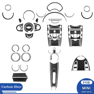 Interior Center Console Full Kit Set Trim Stickers For MINI Cooper Carbon Fiber - Picture 1 of 8