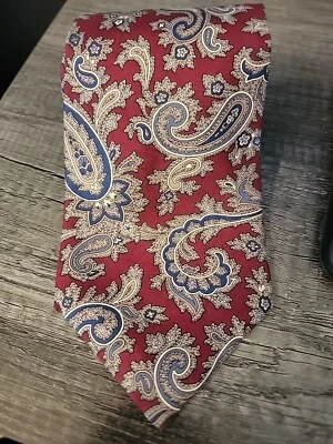 Corbata Claybrooke roja cachemira hecha a mano para hombre de seda 56" L X 4" W Foto 1 de 4