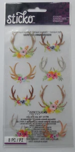 Sticko Flowers & Antlers Scrapbook Sticker Sheet - Picture 1 of 1